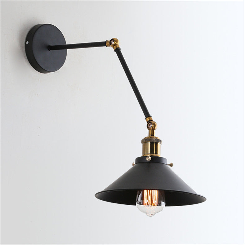 Lampe murale à une lumière rétractable en fer forgé industriel rétro 