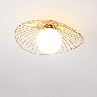 Nordic Creative Glass Straw Hat 1-Light Semi-Flush Mount Ceiling Light