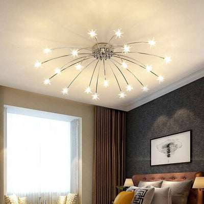 Contemporary Creative Full Of Star Iron 12/21/28 Light Flush Mount Ceiling Light For Living Room