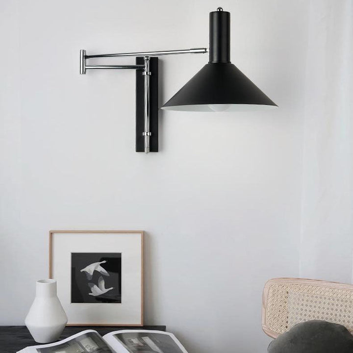 Applique murale rétractable moderne minimaliste ronde en fer à 1 lumière pour chambre 
