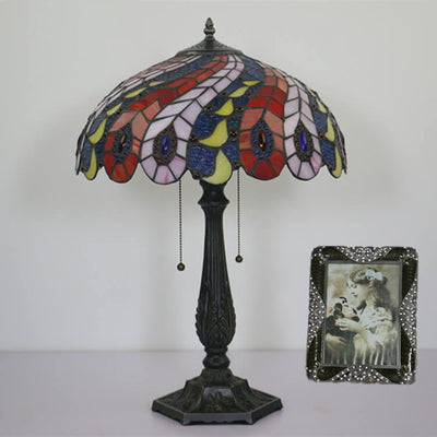 Tiffany Peacock Tail Feather Creative Pattern Design 1-Light Table Lamp