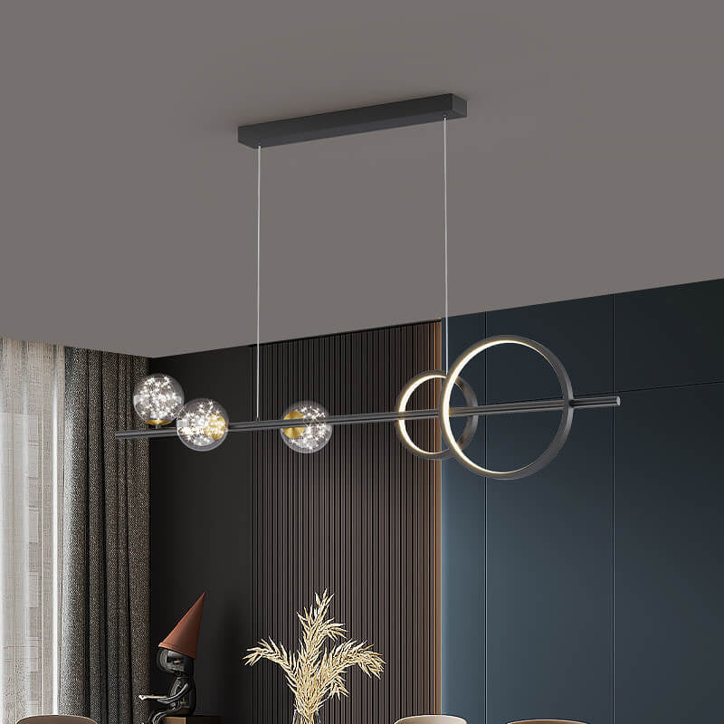 Modern Luxury Long Round Ring Full Sky Island Light LED Chandelier