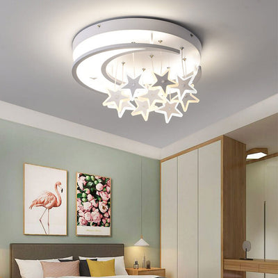 Modern Creative Star Hanging Round LED Flush Mount Ceiling Light