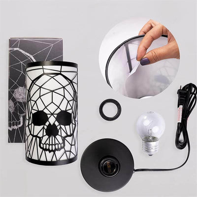 Creative Gothic Skeleton Metal Cylinder 1-Light Decorative Table Lamp