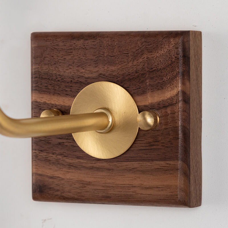 Japanese Vintage Walnut Brass Adjustable 1-Light Wall Sconce Lamp