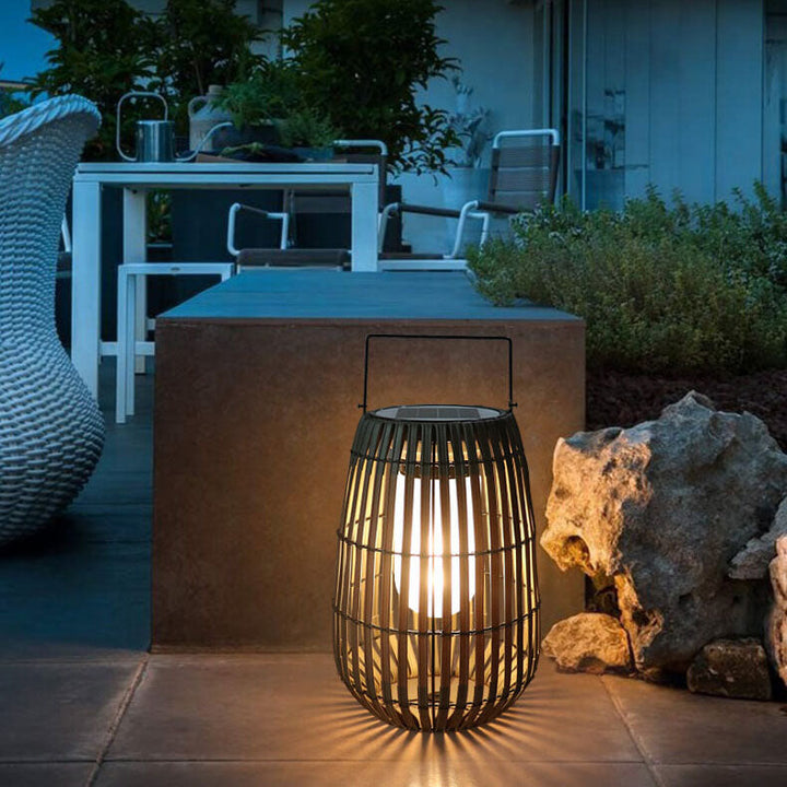 Lumière de paysage de pelouse LED solaire étanche portable en osier rustique moderne 