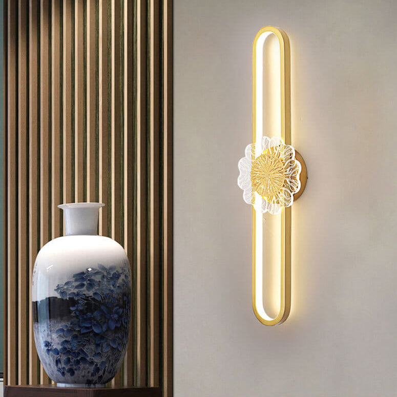 مصباح حائط LED بتصميم حلقة إبداعي بسيط من النحاس الصناعي الكامل 