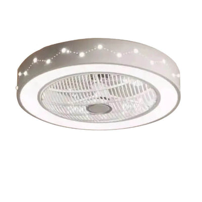 Nordic Simple Round Galaxies Enclosed LED Flush Mount Ceiling Fan Light