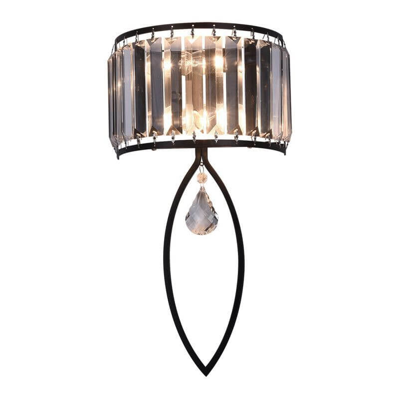 Aplique de pared de 2 luces con lámpara de anillo ovalado de media columna de cristal moderno de lujo 