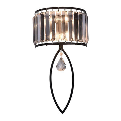 Modern Luxury Crystal Half Column Oval Ring 2-Light Wall Sconce Lamp