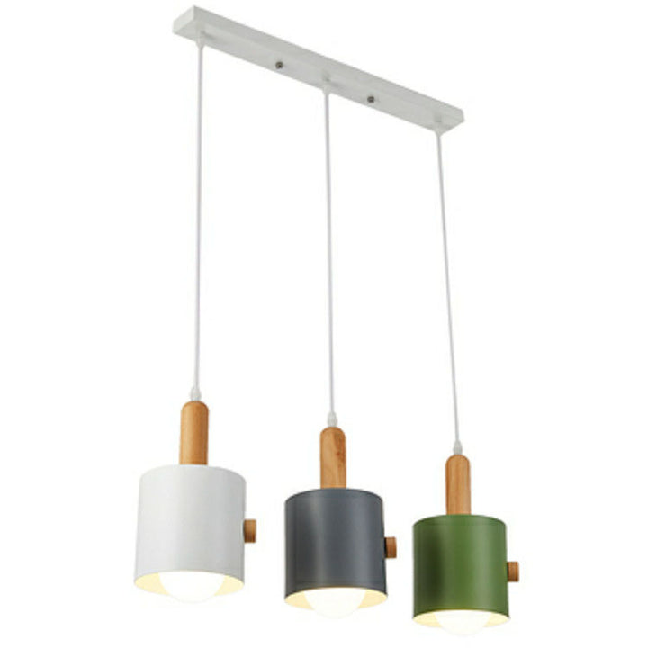 Lámpara de Araña de Madera y Hierro de Color Sólido Nórdico Macaron 1/3 Luz 