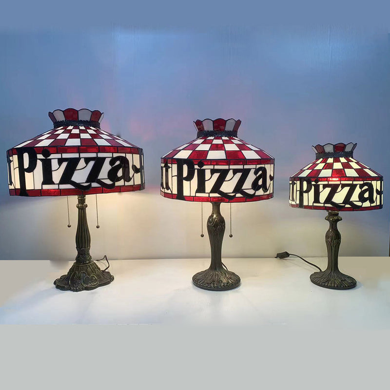 Tiffany Pizza Stained Glass Cone 1-Light Table Lamp