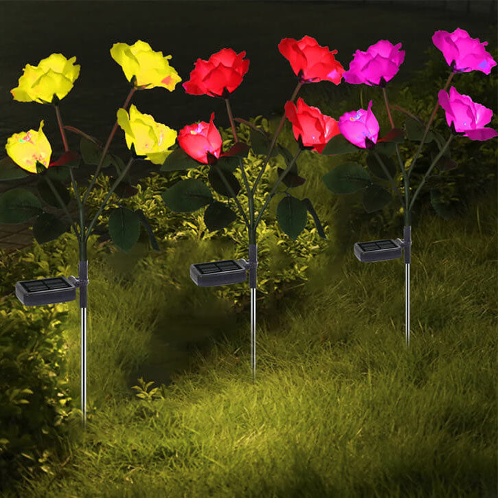 Solar Rose LED Outdoor Lawn Decorative Ground Plug Light