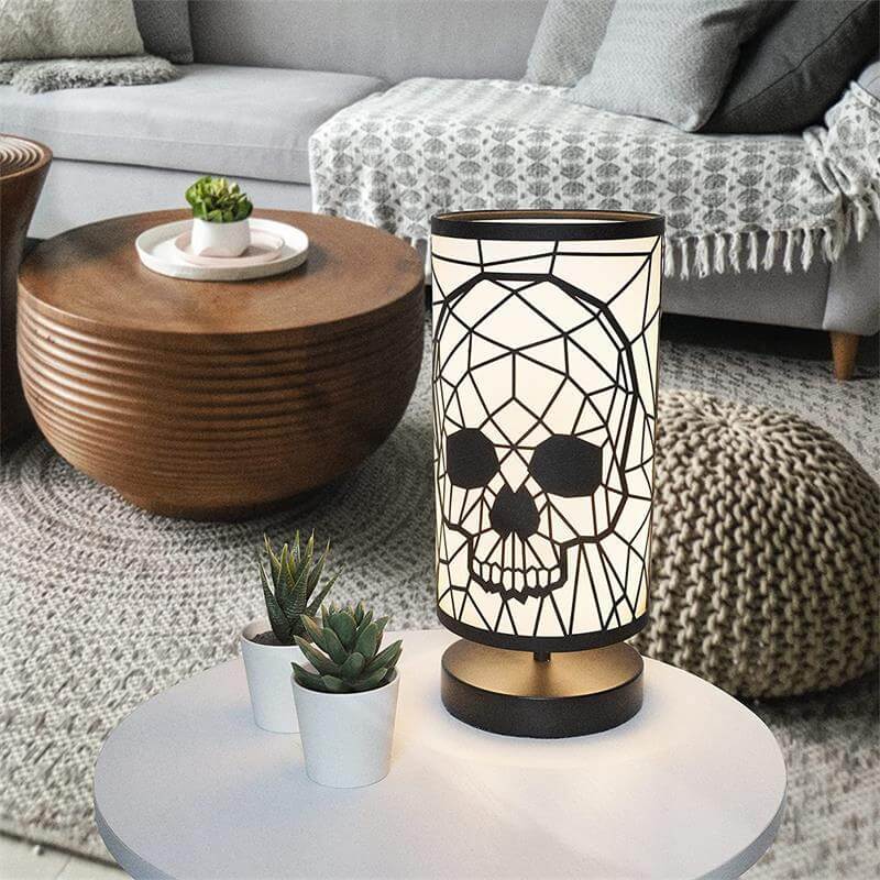 Creative Gothic Skeleton Metal Cylinder 1-Light Decorative Table Lamp