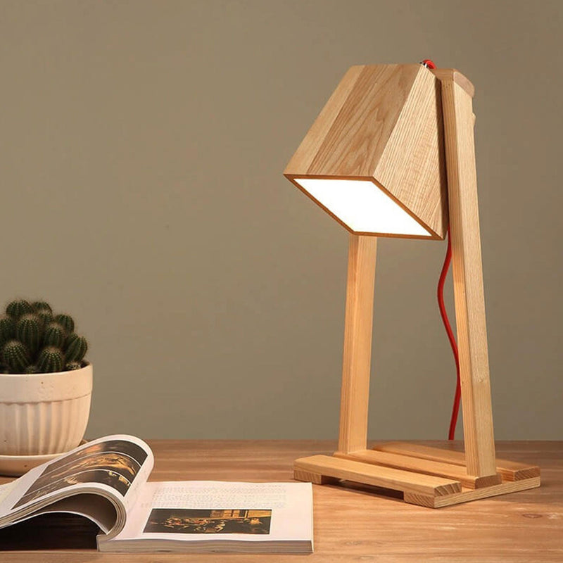 Industrial Creative Original Wooden Robot 1-Light Table Lamp