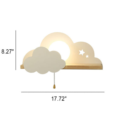 Nordic Macaron Cloud Glass Wood 1-Licht Wandleuchte