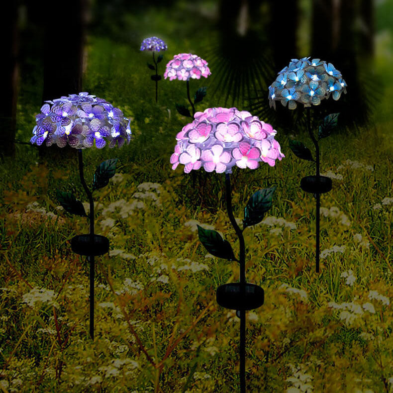 Modern Solar Outdoor Waterproof Simulation Hydrangea LED Outdoor Lawn Decorative Ground Plug Light