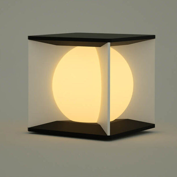 Modern Simplicity Square Acrylic Ball Design Post Head LED Patio Waterproof Landscape Light For Outdoor