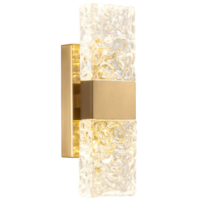 Moderne, quadratische, quadratische Ripple Crystal Gold LED-Wandleuchte