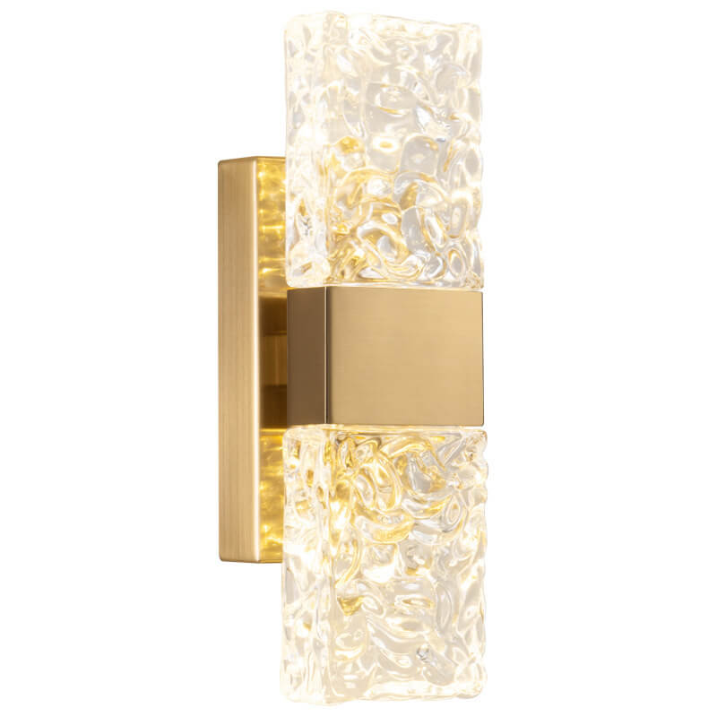 Modern Luxury Square Ripple Crystal Gold LED Wall Sconce Lamp