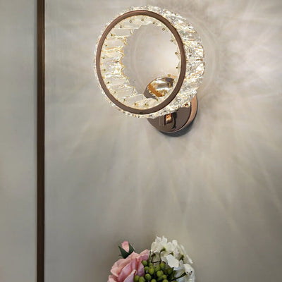 Nordic Light Luxury Crystal Ring LED Wall Sconce Lamp
