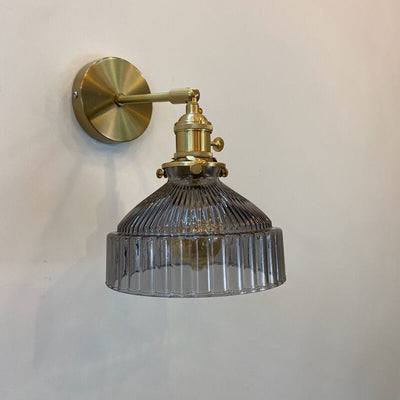 Nordic Dome Glass Shade Brass 1-Light Wall Sconce Lamp