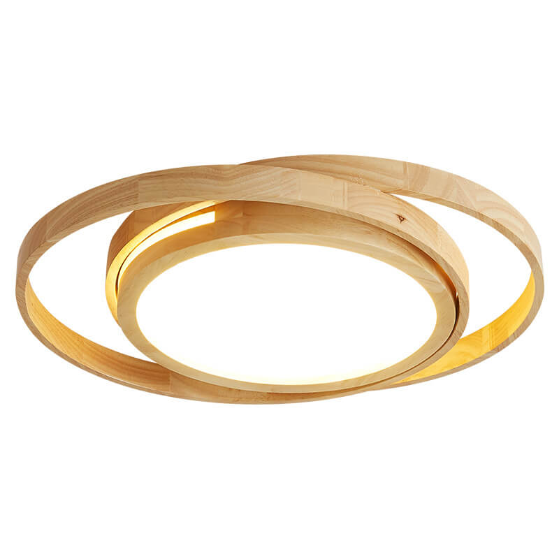 Plafonnier LED Minimaliste en Bois en Forme d&