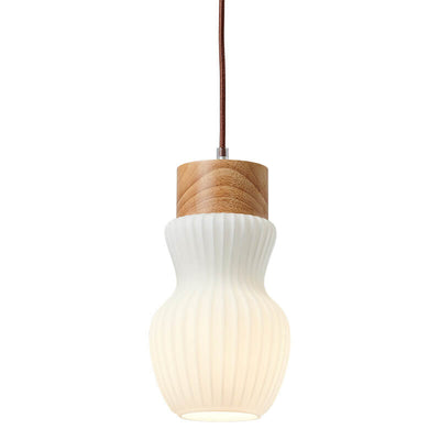 Nordic Striped Milk White Glass Jar 1/3 Light Chandelier