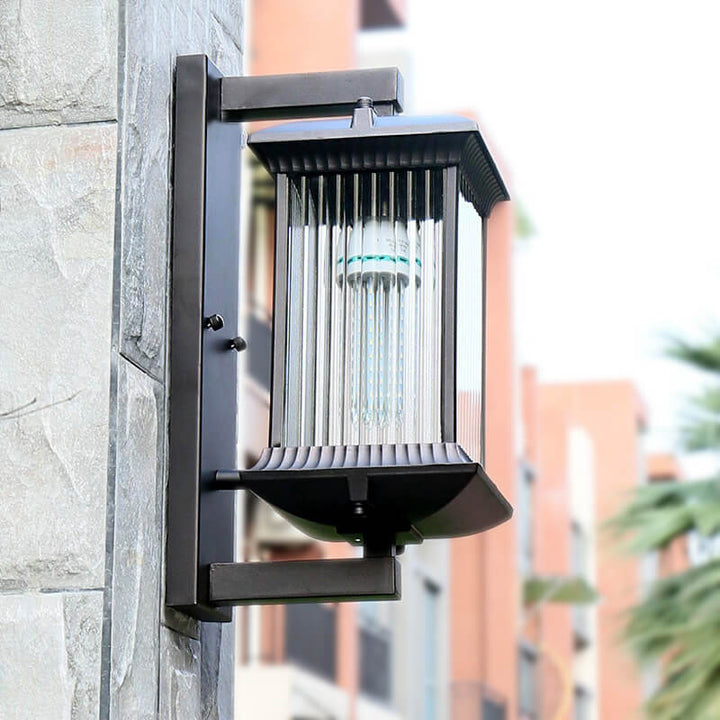 Aplique de pared exterior impermeable moderno y minimalista de aluminio y vidrio cuadrado de 1 luz para jardín 