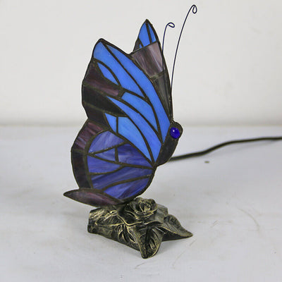 Tiffany Glass Butterfly Shape Night Light 1-Light Table Lamp