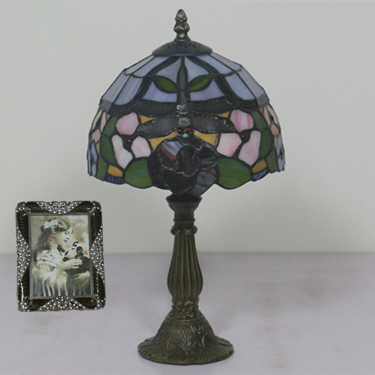 European Vintage Tiffany Glass 1-Light Table Lamp