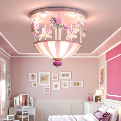 Cartoon Creative Carousel Flush Mount Ceiling Light