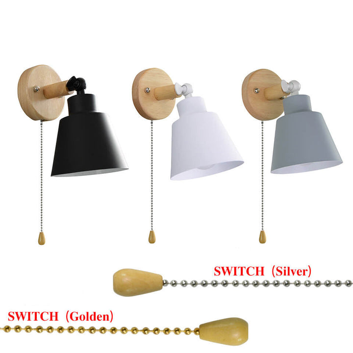 Nordic Minimalist Macaron Einfarbige Drehbare Holz 1-Licht Wandleuchte 