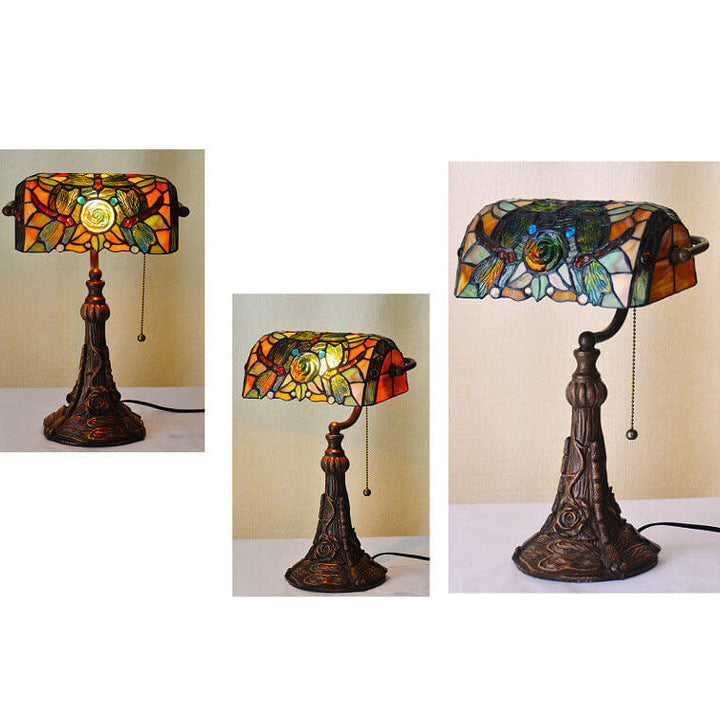 Tiffany Libelle Rose Glas 1-Licht Tischlampe 