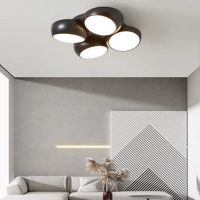 Scandinavian Modern Minimalist Iron Plastic Round LED Semi-Flush Mount Ceiling Light