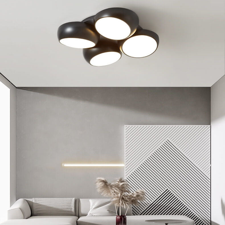 Plafonnier semi-encastré à LED rond en plastique et fer minimaliste moderne scandinave 