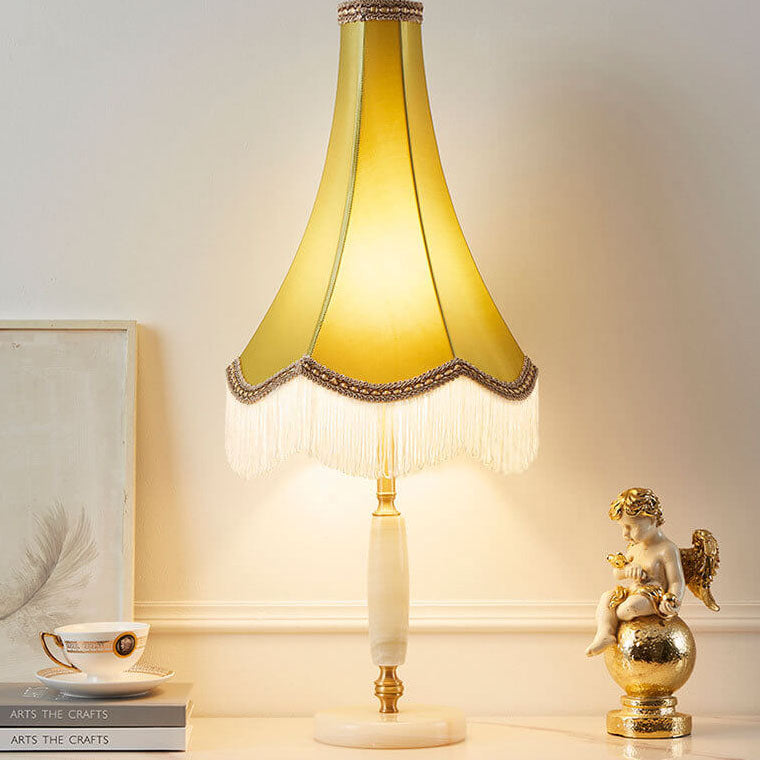 Lampe de Table à Franges Rétro Française en Cuivre à 1 Lumière 
