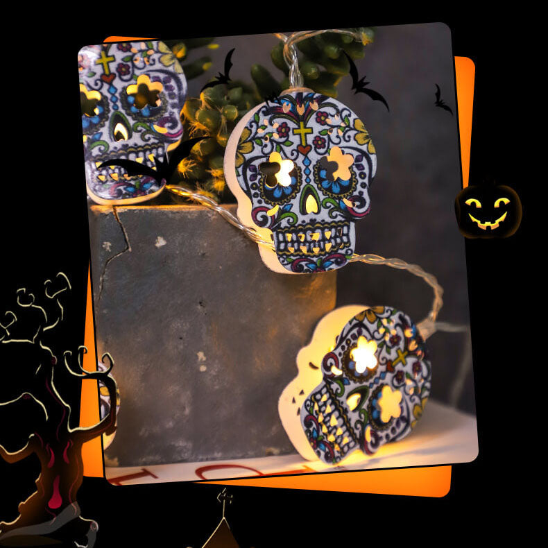 Halloween LED Squelette Citrouille Batterie LED Guirlande Lumineuse Décorative 