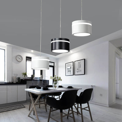 Nordic Minimalist Iron Round Drum Shade 3-Light LED Chandelier