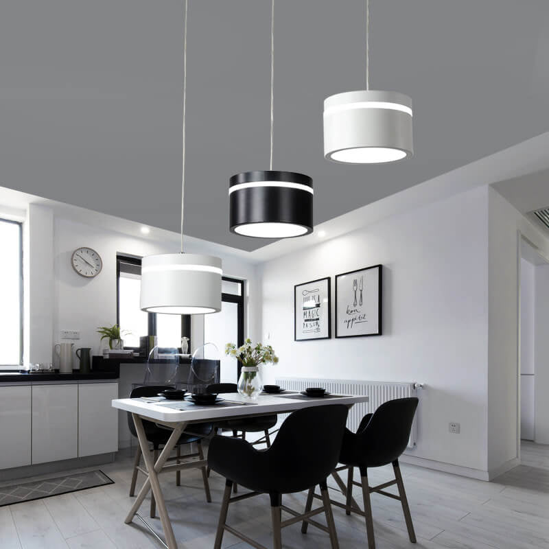 Nordic Minimalist Iron Round Drum Shade 3-Light LED Chandelier