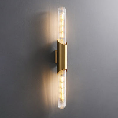 Nordic Retro All Copper Long Bar Design 2-Light Wall Sconce Lamp