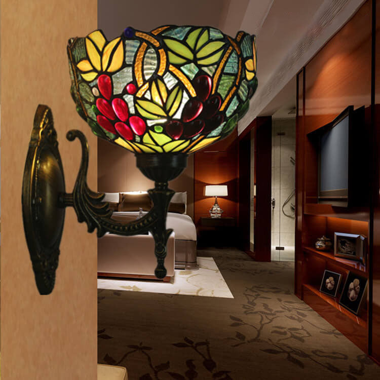 European Vintage Tiffany 1-Light Wall Sconce Lamp