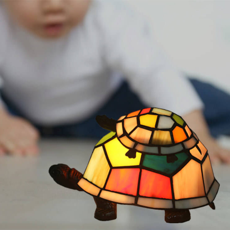 European Tiffany Turtle Stained Glass 1-Light Night Light Table Lamp