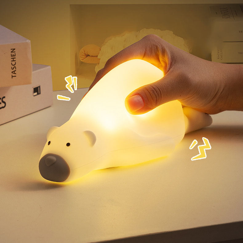 Creative Cartoon Lazy Bear Silicone LED Night Light Table Lamp
