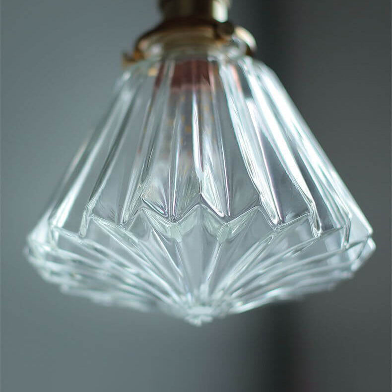 Vintage Japanese Rhombus Glass Jar 1-Light Pendant Light