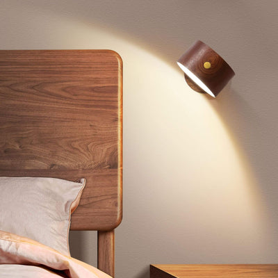 Simple Wooden USB Rechargeable Touch Magnetic LED Night Light Wall Sconce Lamp