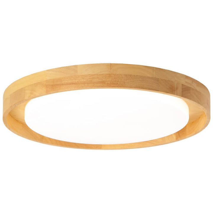 Japanese Simple Log Round LED Flush Mount Ceiling Light
