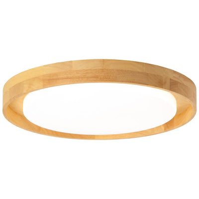 Japanese Simple Log Round LED Flush Mount Ceiling Light