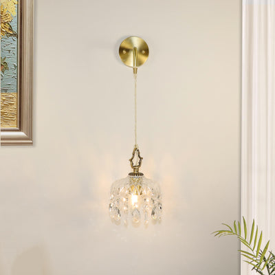 European Light Luxury Brass Crystal Glass 1-Light Wall Sconce Lamp