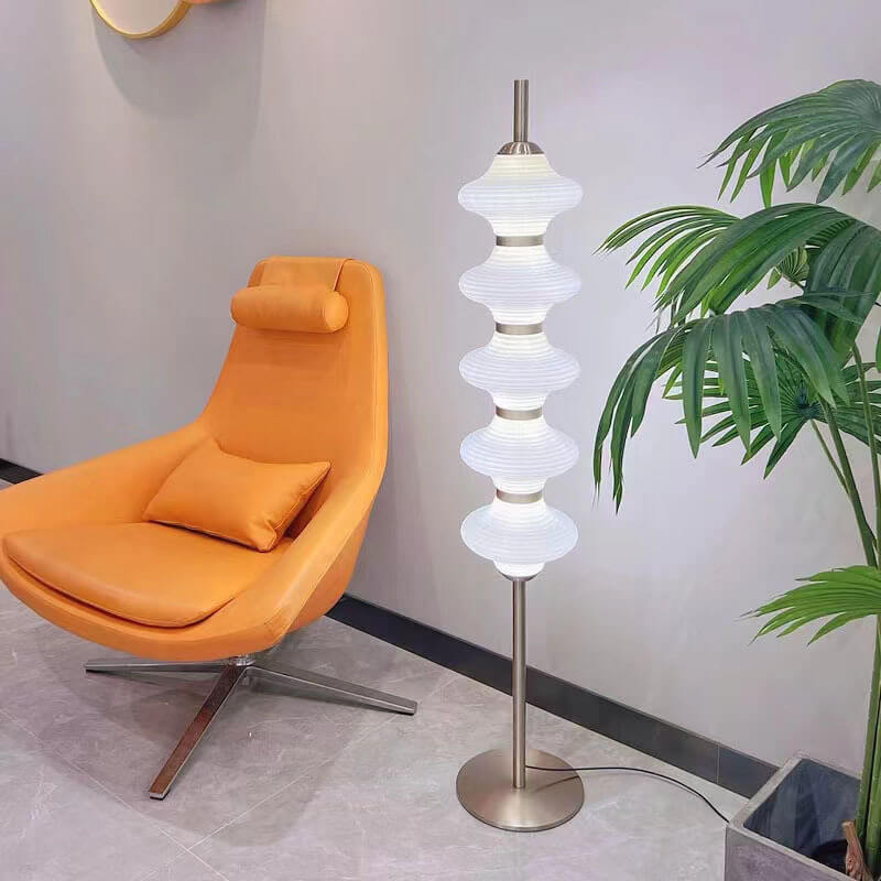مصباح أرضي قائم LED زجاجي بخيط القرع الإبداعي العتيق 